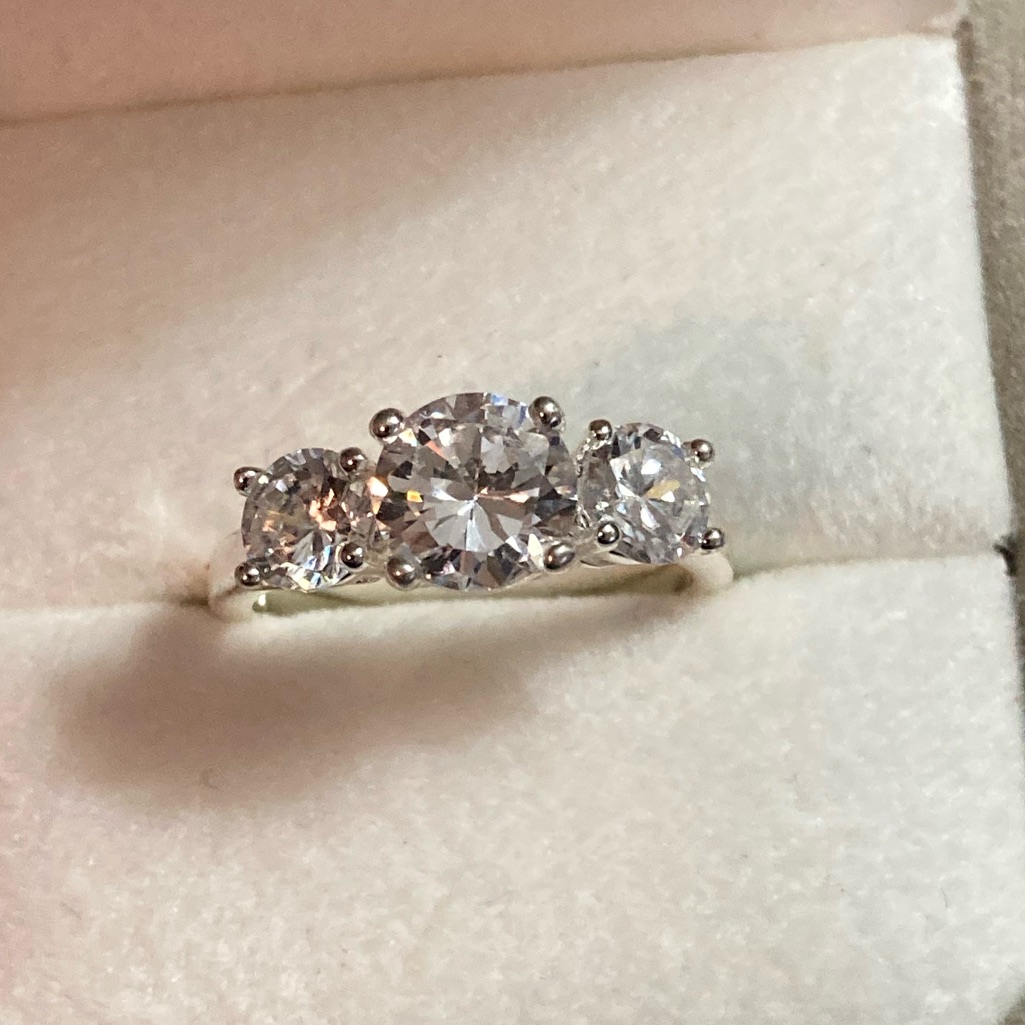Nataliya V Collister (Nvc) Silvertone And Faux Diamond Cocktail Ring